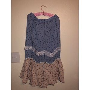 Romantic Blue and Creme Skirt Large